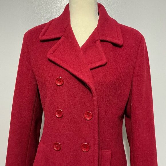 Halston Heritage Women's Red Peacoat size 8 - Picture 2 of 8